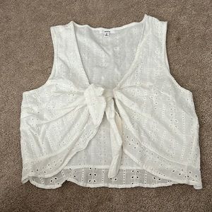 white tie up tank top